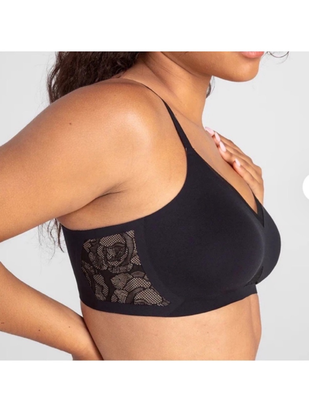 Honeylove CrossOver Lace Bra Black Padded Shapewear-2X (42 C/D)